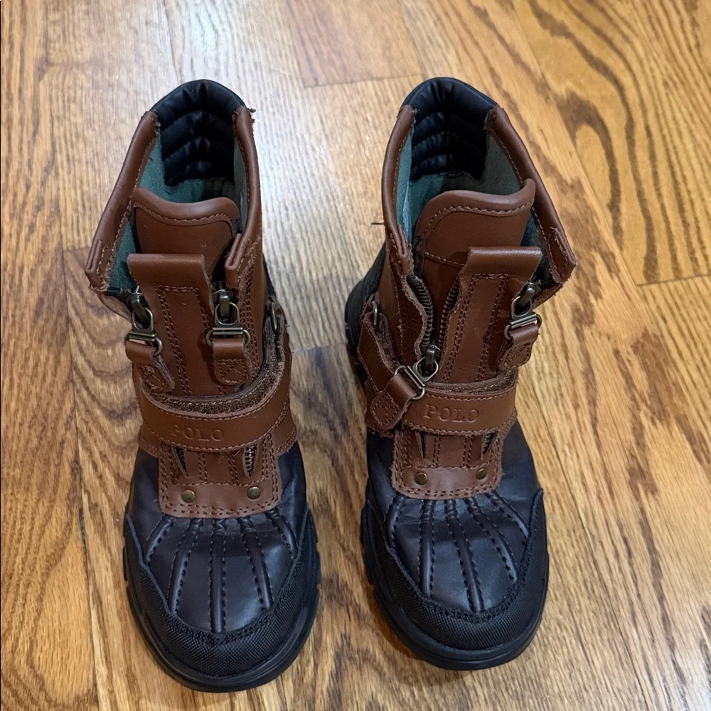 Polo Ralph Lauren Conquered Hi Boots. Size 1. Chocolate/Tan Leather. Like New.